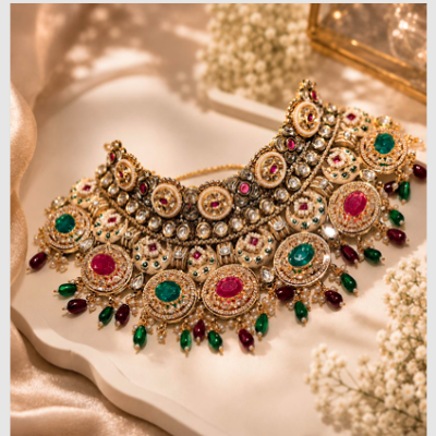 Shahi Ruby & Emerald Bridal Choker Set