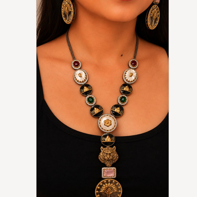 Lion Motif Coin Pendant Necklace