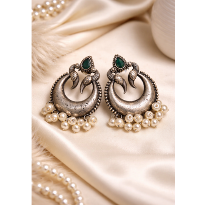 Oxidised Crescent earrings