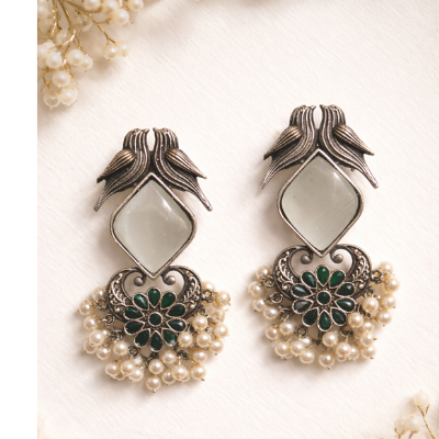 OXIDISED   bird style earrings